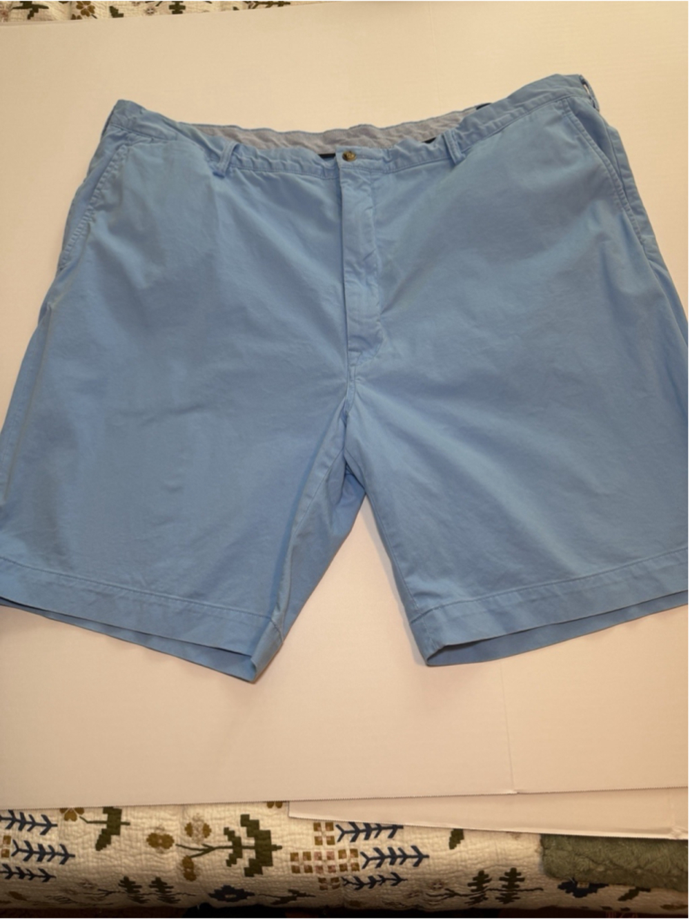 Ralph Lauren Big & Tall lt blue flat from chino shorts sz 46